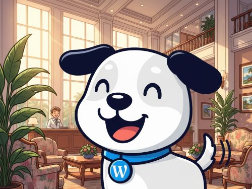 ホテルのビーで喜ぶめすけ